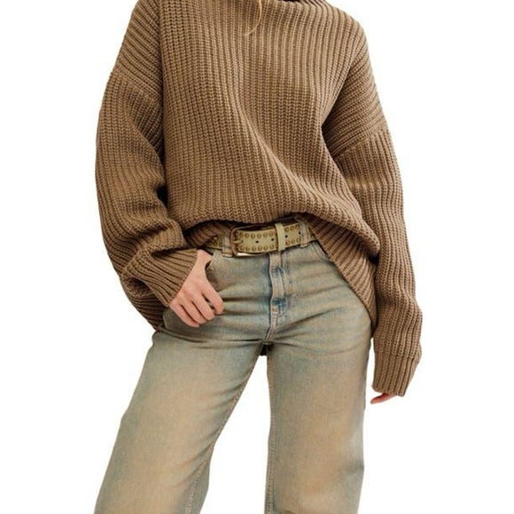 𝓯𝓹 Free People ~ Swim Too Deep Turtleneck Sweater in Heart Eyes - Picture 10 of 16